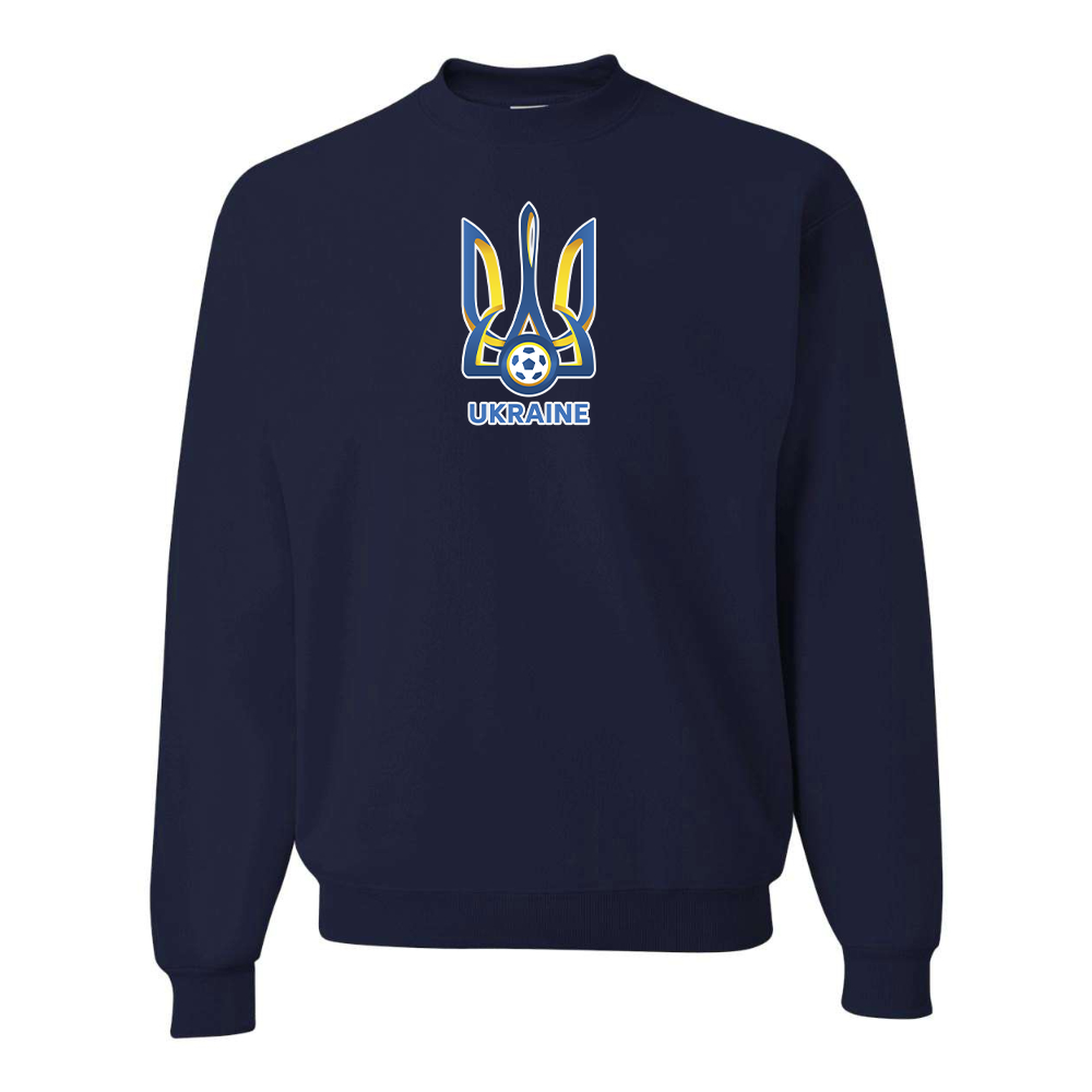 Men's Ukraine National Football Soccer Team  JERZEES NuBlend Crewneck Sweatshirt